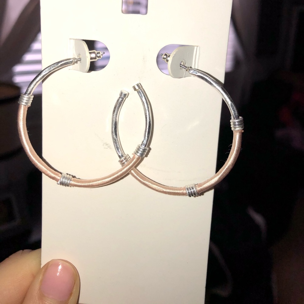 Pink Sterling Silver Hoop Earrings